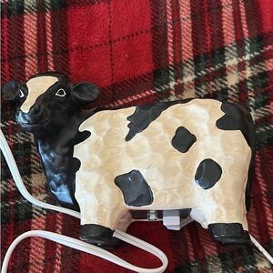 Scentsy Ceramic Cow Warmer in Black and Cream